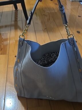 Jessica Simpson Gray Hobo Satchel with Gold-Tone Accents